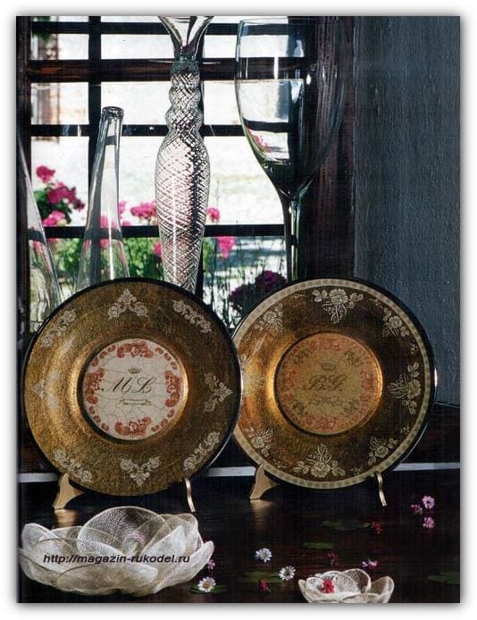 Декупаж стеклянной тарелки