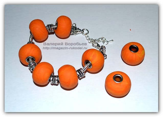 Полимерные бусины с люверсами в стиле "Пандора".