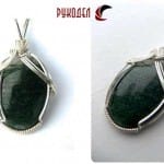 Подвеска из кабошона и ювелирной проволоки.